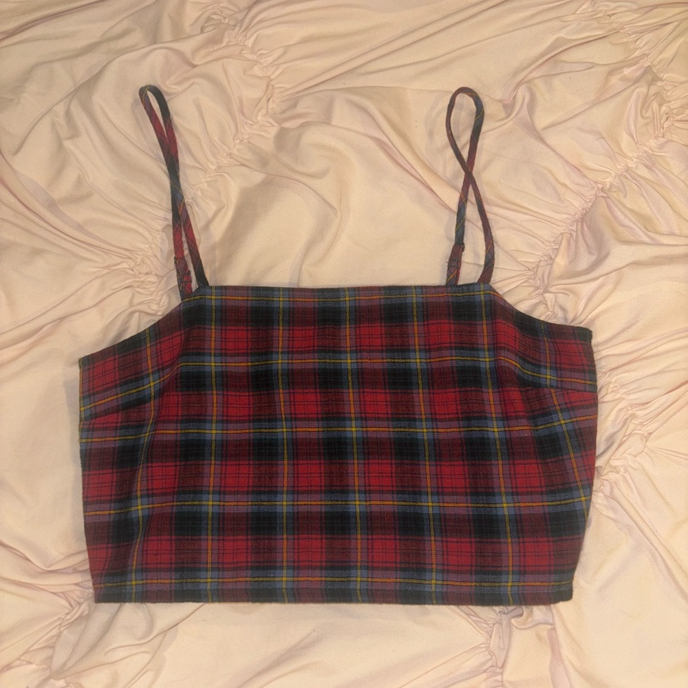 plaid american eagle crop top